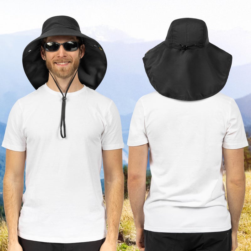 Suncube SUN CUBE Wide Brim Sun Hat with Neck Flap, Fishing Hiking for Men Women Safari, Neck Cover for Outdoor Sun Protection UPF50+ | Black - Image 5